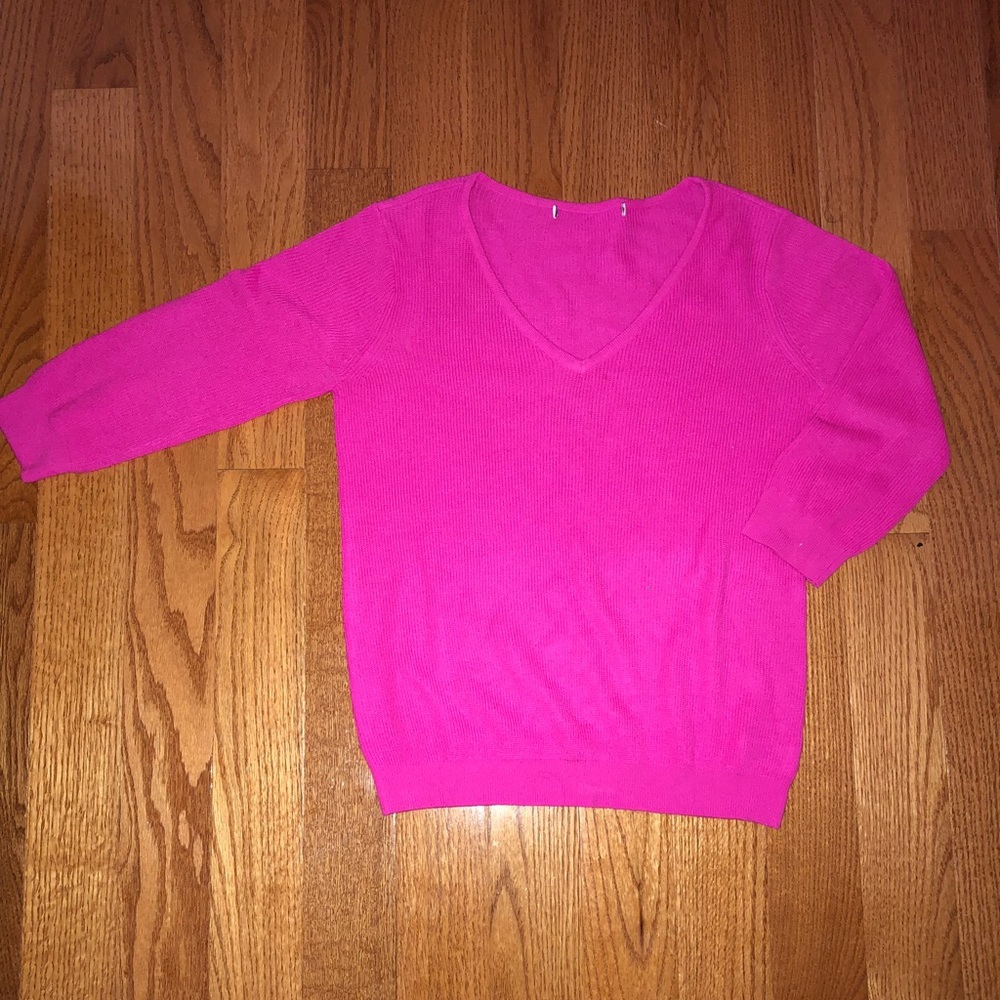 Hot pink v neck sweater